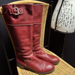 Boden Real Leather Knee High Women’s Boots, size 42. Rich Red